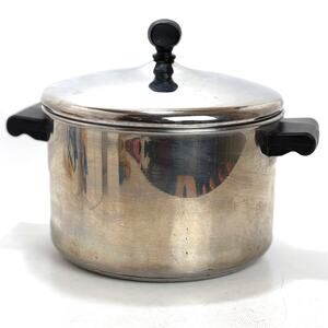 Farberware 4 Qt 18 10 Stainless Steel Stock Pan With Lid Vintage Good Condition